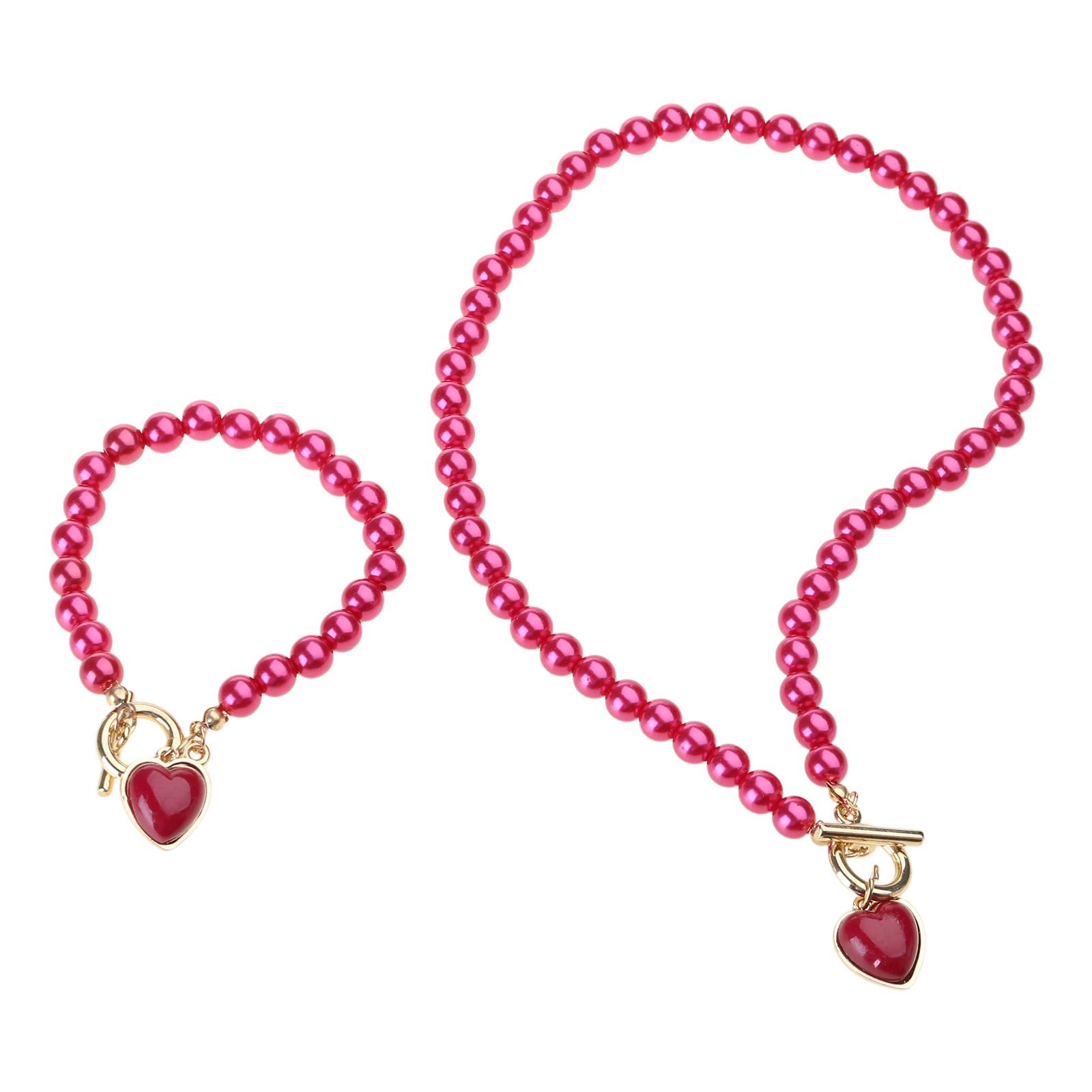 

Стильное Жемчужное Ожерелье Элегантные Украшения Элегантный Браслет из Бусин Регулируемое Ожерелье Текстура Имитации Жемчуга для Ежедневного Ношения красный