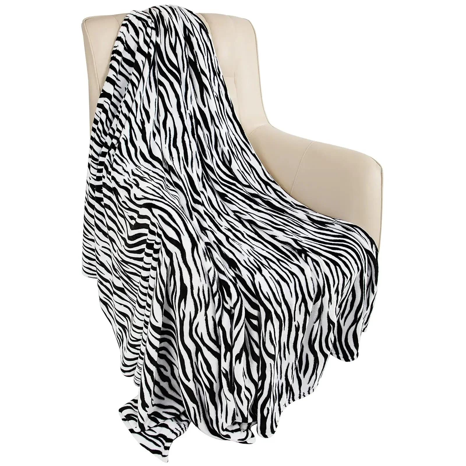 Annier Unisex Black/White Cozy Lightweight Flannel Fleece Throw Blanket Soft Zebra Print For Couch Bed Or Sofa Warm And Comfy
