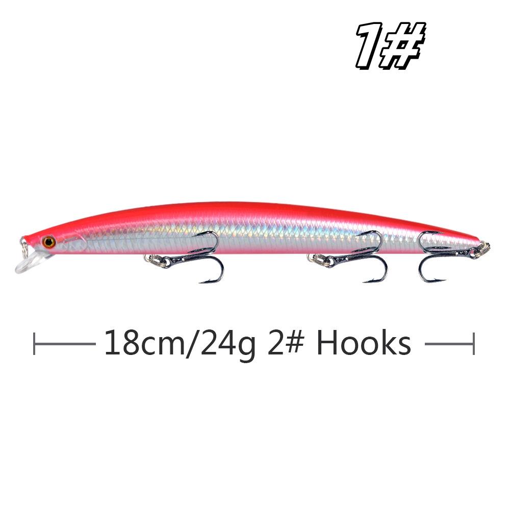 Minnow Fishing Lure Laser Hard Artificial Bait 18cm 24g 3D Eyes Sharp Hooks Sea Fishing Bait Colorful Crankbait Wobblers