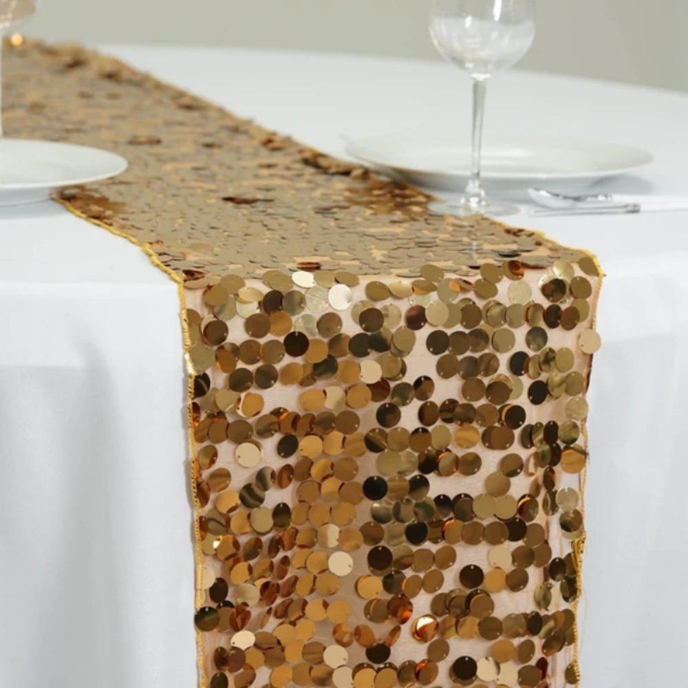 Sparkling Sequins Table Runner Fish Scale Glitters Table Cover Underwater Themed Parties