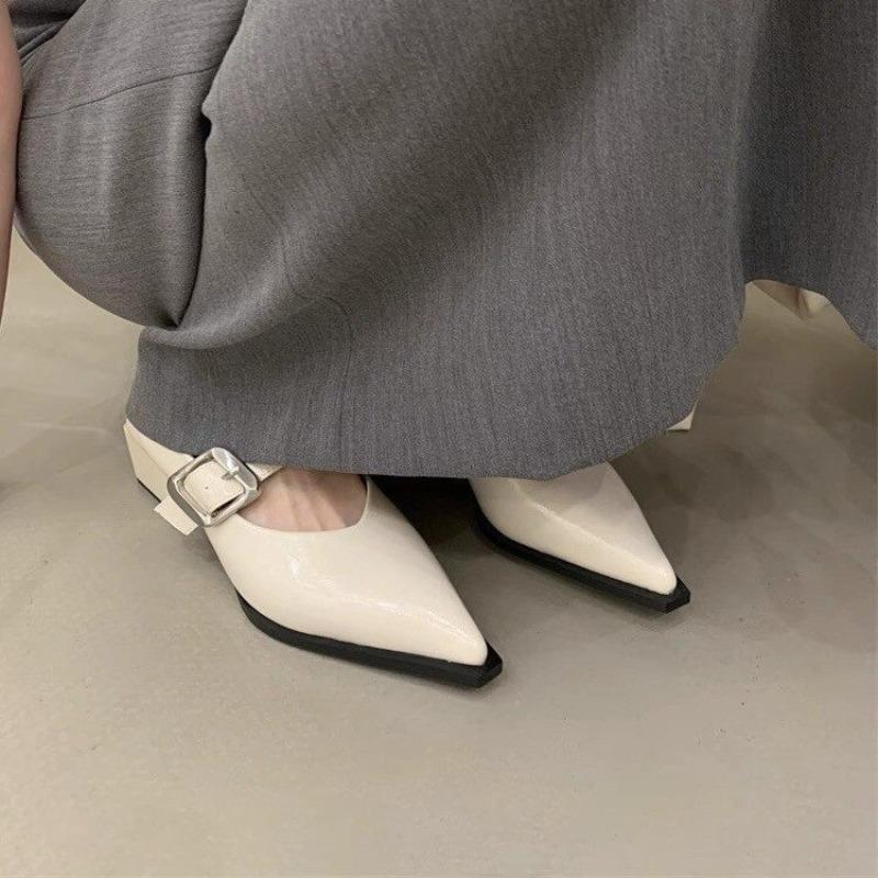 New Spring Retro Women's High-Heeled Shoes Mid Heels Pointed Toe Party Shoes Women Luxury Mary Jane Shoes Zapatos Mujer