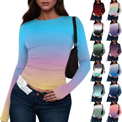Women's Fashion Casual Round Neck Printed Long Sleeve T-Shirt Top