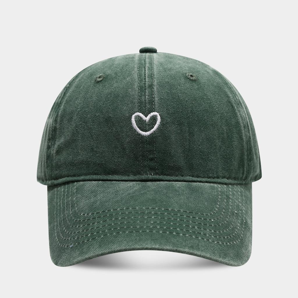 Literary and retro small love embroidery soft top fashion cap women's summer outdoor simple washed baseball cap men's autumn