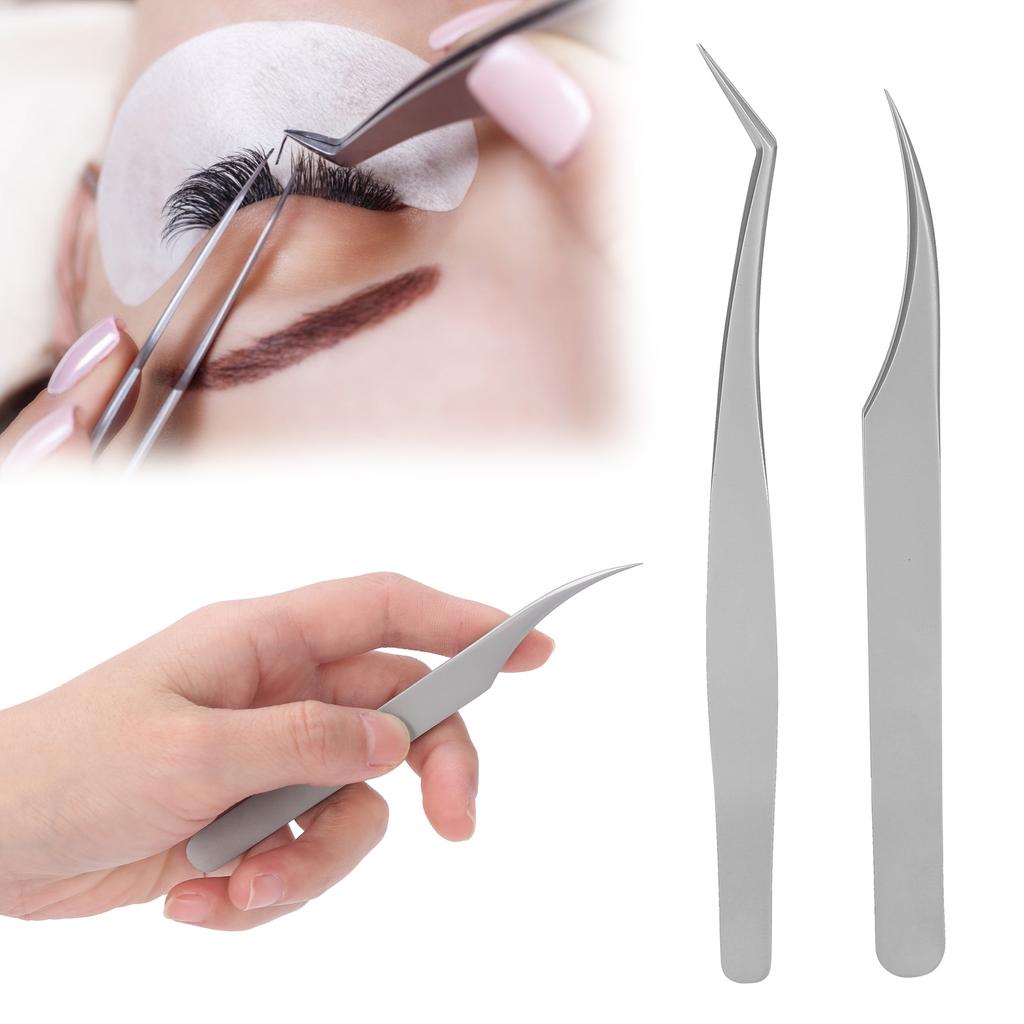 Stainless Steel Eyelash Extension Tweezers False Eyelashes Grafting Tweezers Makeup Tool