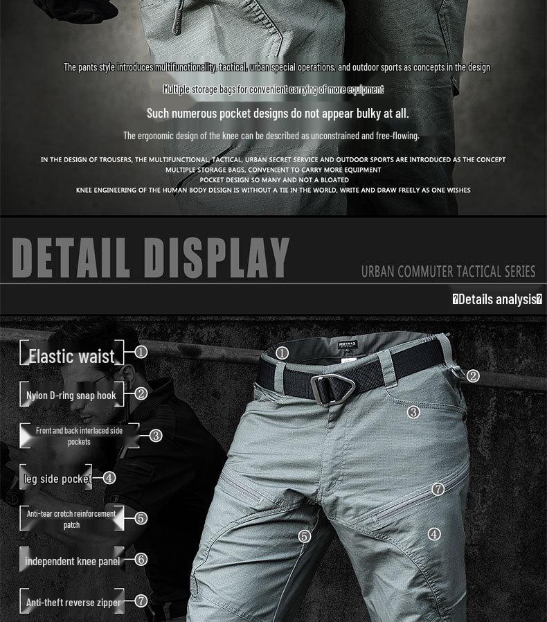 Men's Slim Fit Tactical Cargo Pants - Water-Repellent, Military-Style, for Spring/Autumn Outdoor Work and Training.