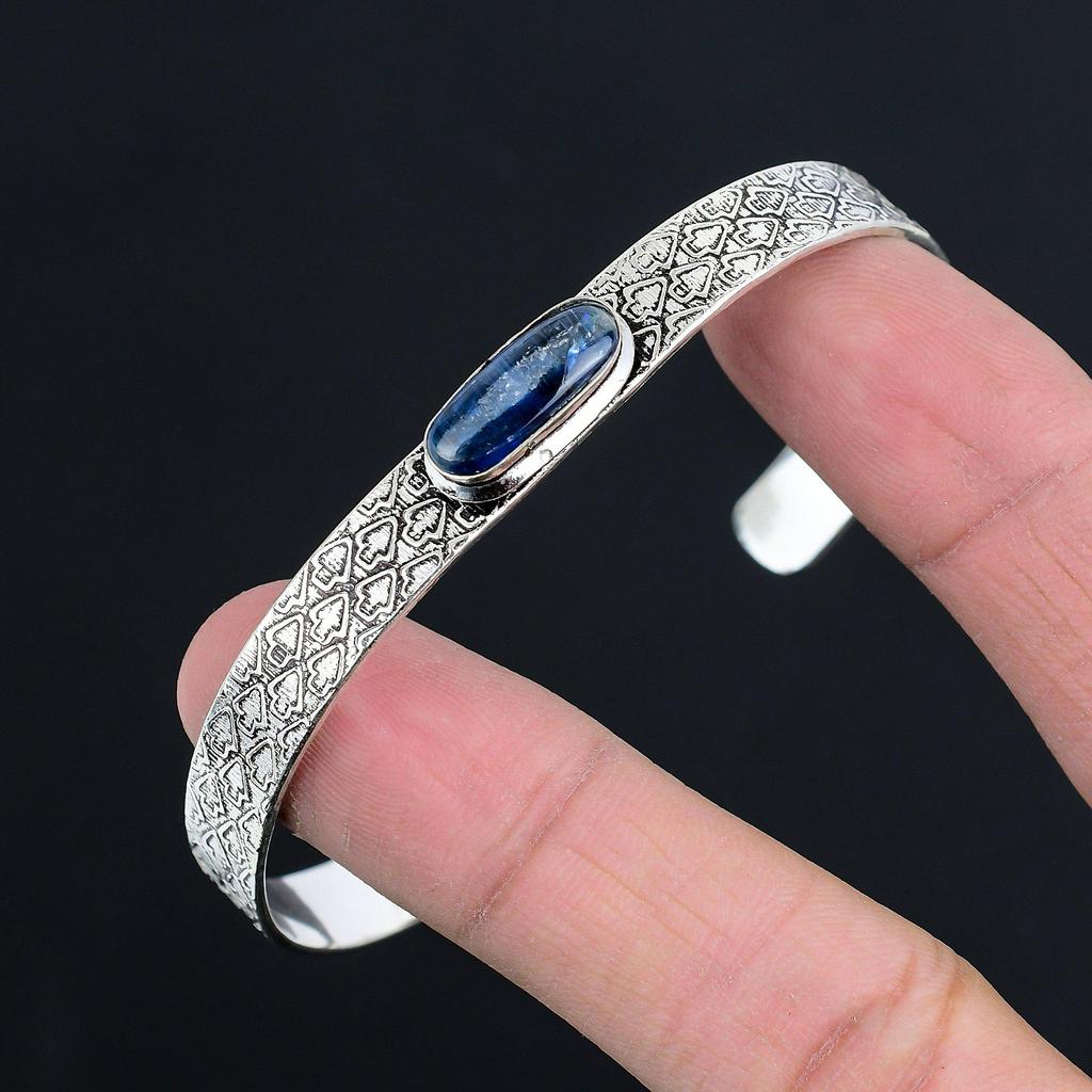 American Dichroic Glass Stone 925 Sterling Silver Sister Unique Bangle Bracelet