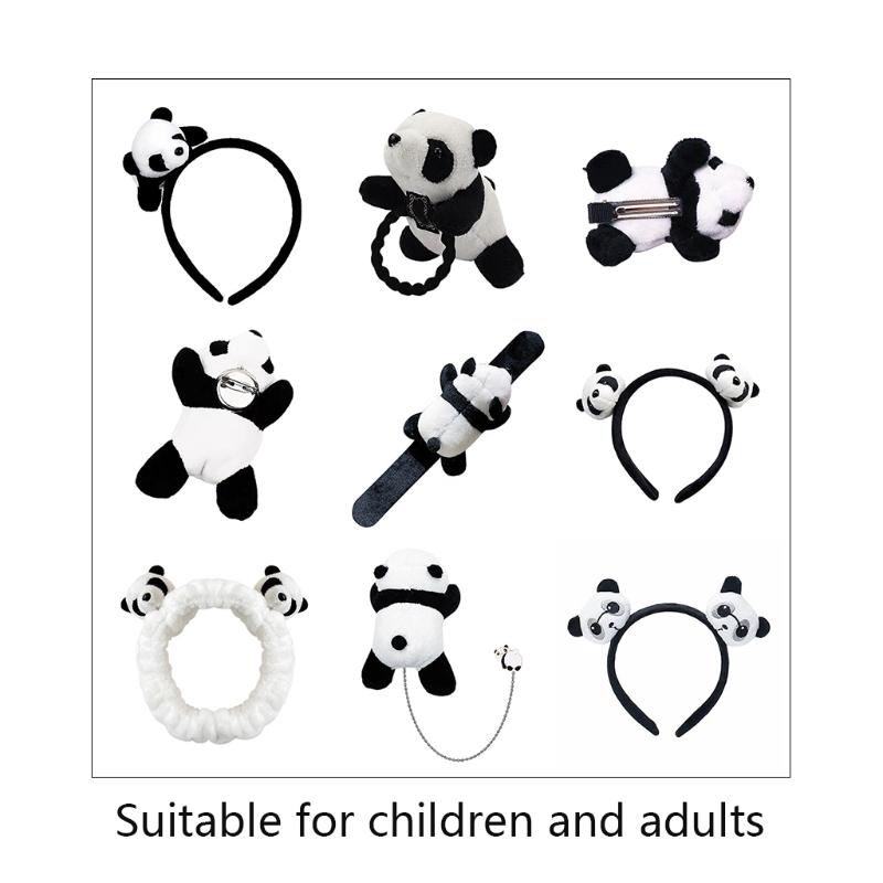 Cartoon Panda Hair Hoop Headband Furry Hairpin Scrunchie Barrette Alloy Brooch Styling Accessories for Women Girls