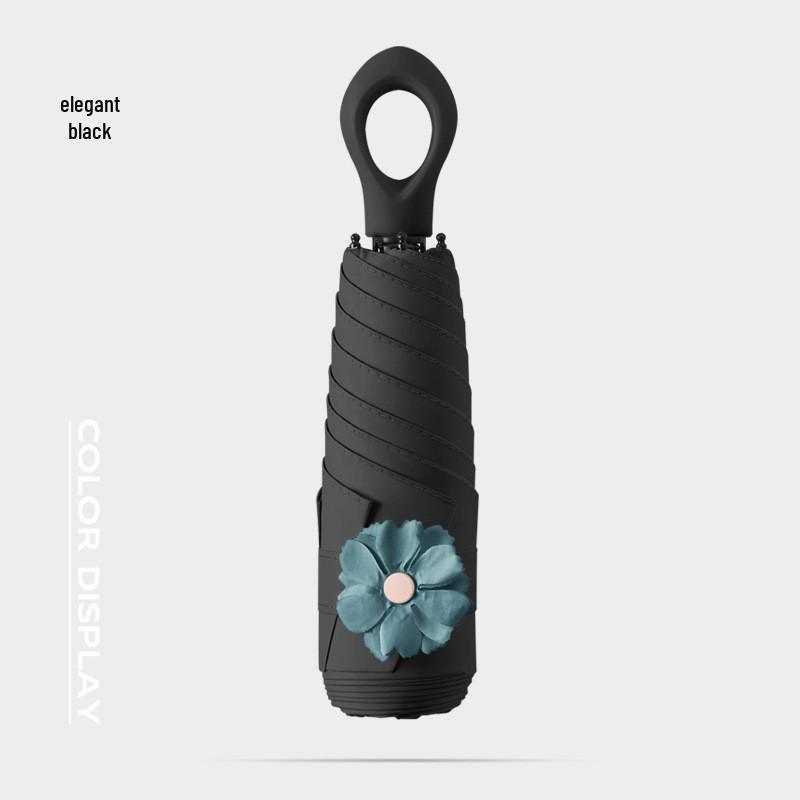 New Macaron Color Five-Fold Ultra-Light Sun Protection Compact Mini Umbrella with Buckle Handle