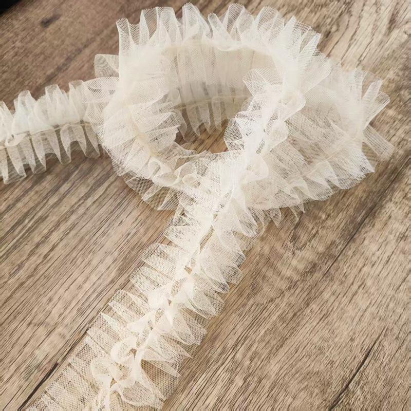 3D Pleated Mesh Lace for DIY Women's Clothing: Doll Dress, Scarf, Hat, Umbrella Decoration – Multiple Colors Available.