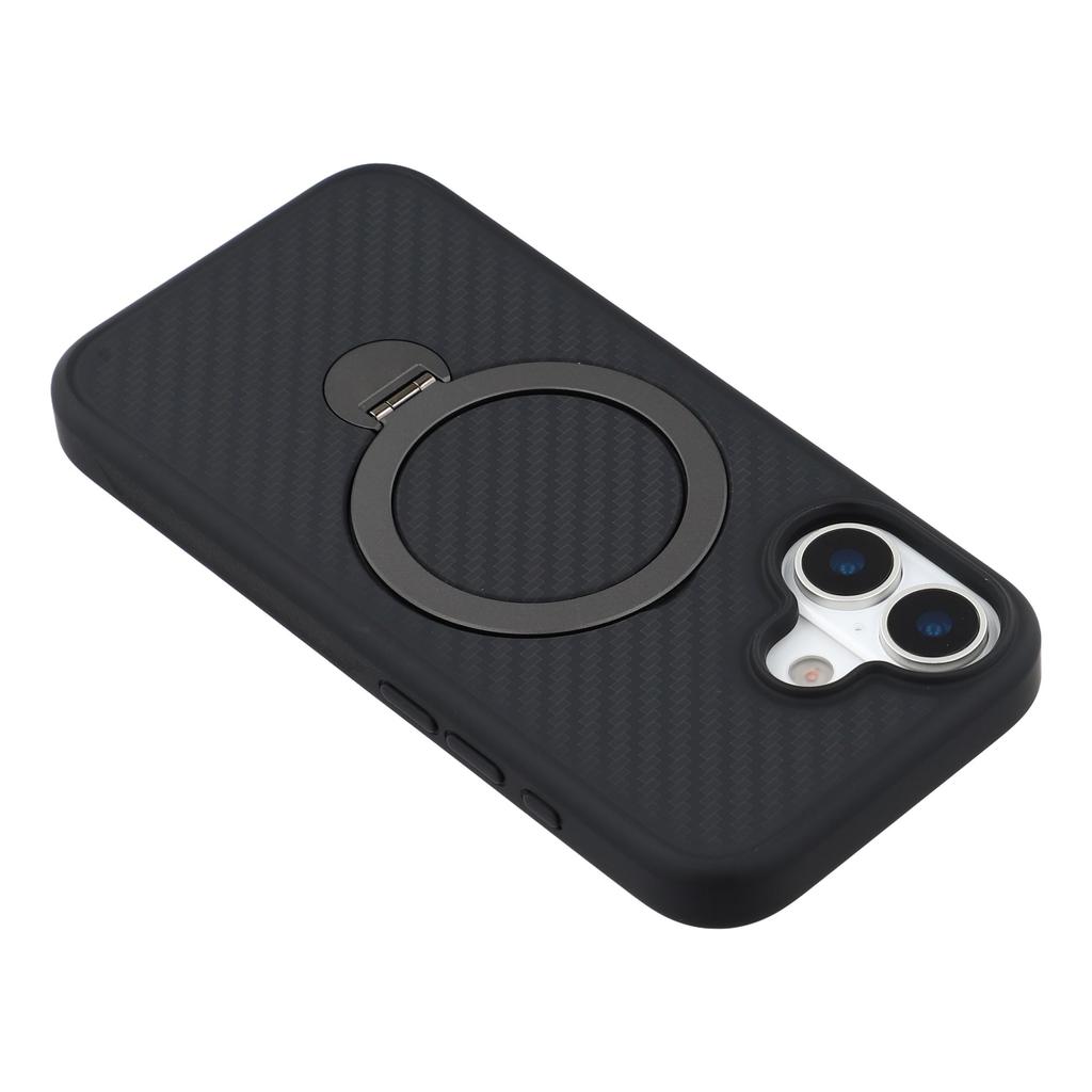 For iPhone 17 Case Compatible with MagSafe Kickstand TPU+PC Phone Cover Carbon Fiber Texture