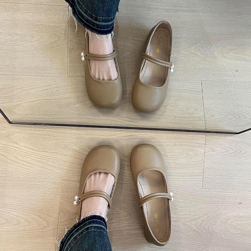 Fashion Hot Selling 2025 Ballerina Flats French Style Women Vintage Flats Button Square Toe Casual Shoes Leopard Comfort Loafers Shoes