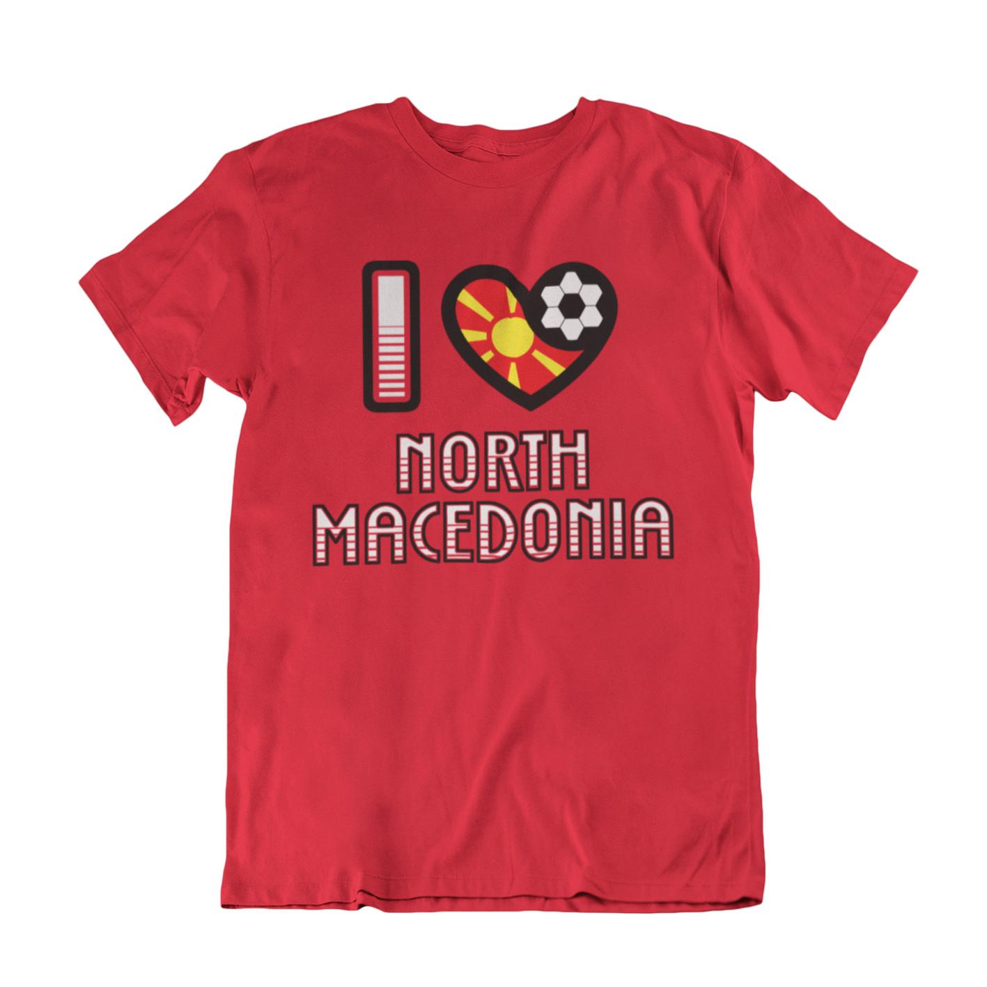 Adult or I LOVE NORTH MACEDONIA Football TShirt 2024 Cotton M
