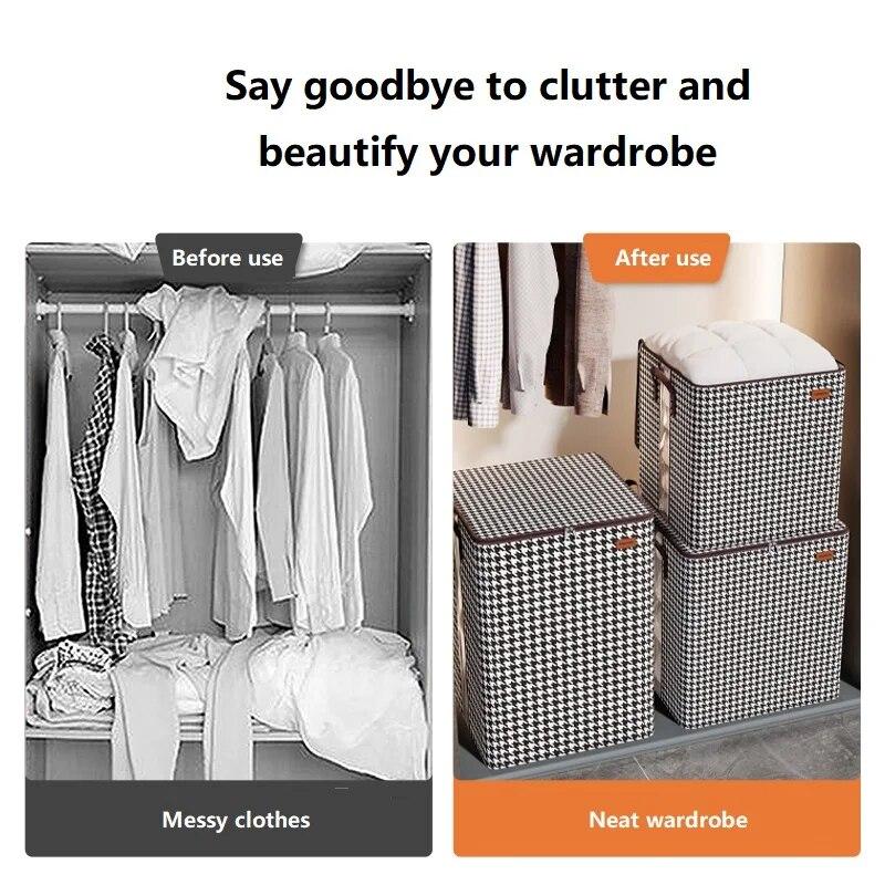Foldable Quilt Storage Box Visiable Window Big Capacity Non-Woven Portable Clothes Organizer Baby Toys Rag Container Cases Items