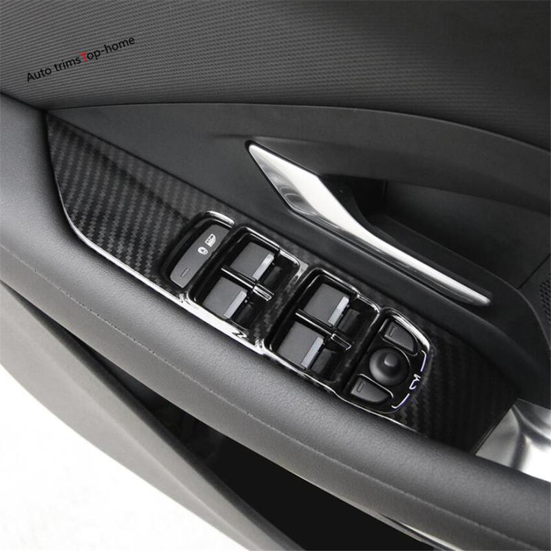 Door Window Glass Panel Armrest Lift Switch Button Cover Trim Decor Frame Cover For Jaguar E-pace 2018 - 2025 Carbon Fiber Look