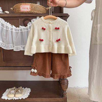 Korean Style Baby Girl Cardigan Set – Trendy Autumn/Spring Outfit for One-Year-Olds