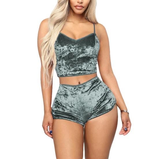 

Комплект одежды для сна, 2 предмета, женская однотонная пижама с открытой спиной на бретельках для Дня святого Валентина 3XL серый