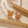 Fashion Small Delicate 18k Gold Plated Colorful Zircon Butterfly Stud Earrings For Women
