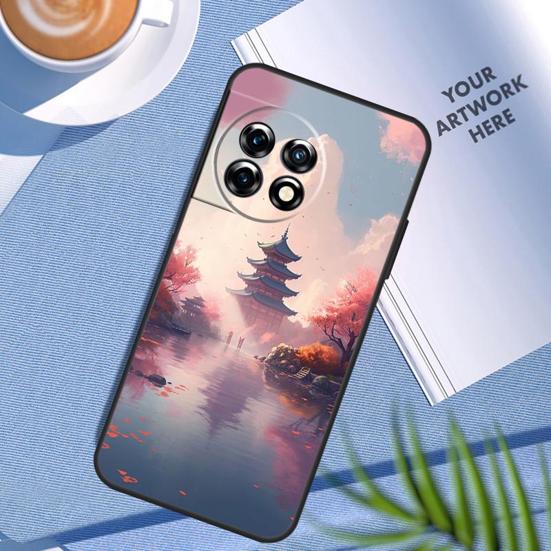 Japanese Art Temple Sakura Case For OnePlus Nord CE 5 3 4 Lite N20 N30 OnePlus 15 13 12 11 8 9 10 Pro 10T 13R 13T Cover
