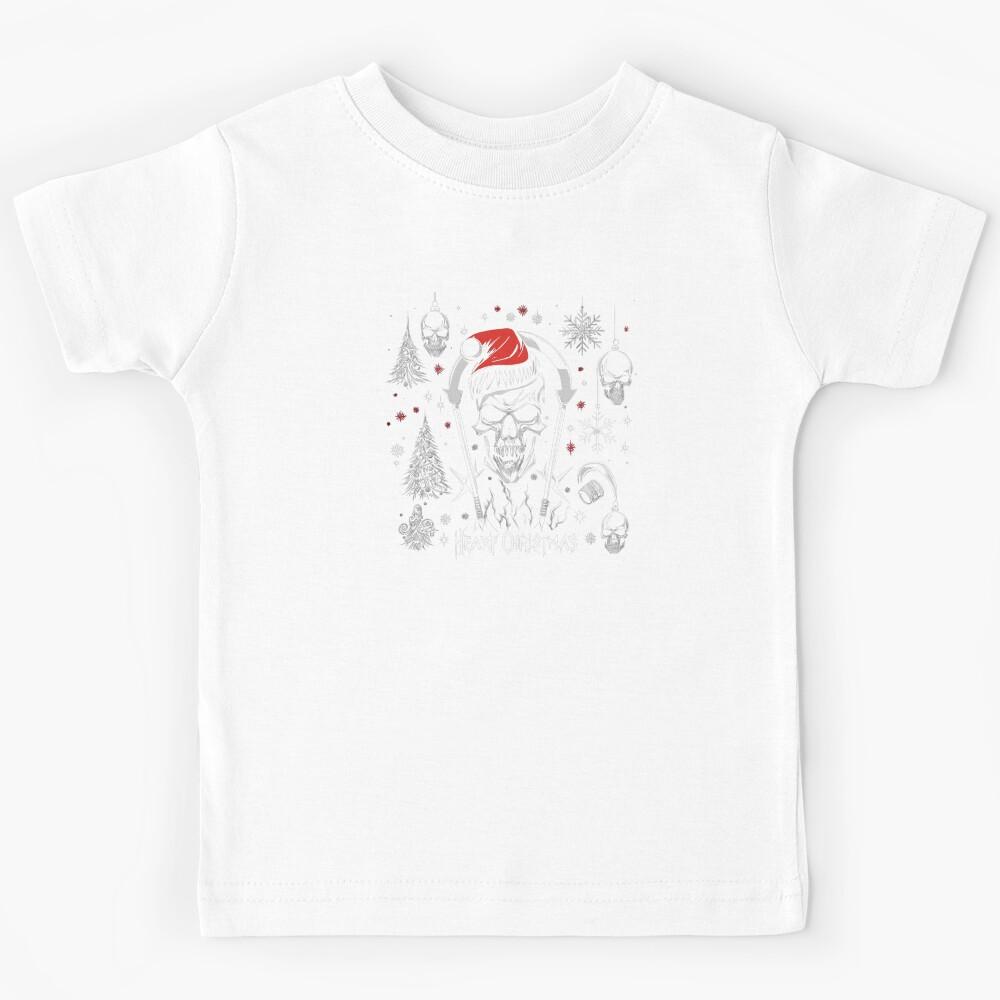 Heavy Metal Christmas Skull Kids T-Shirt 170