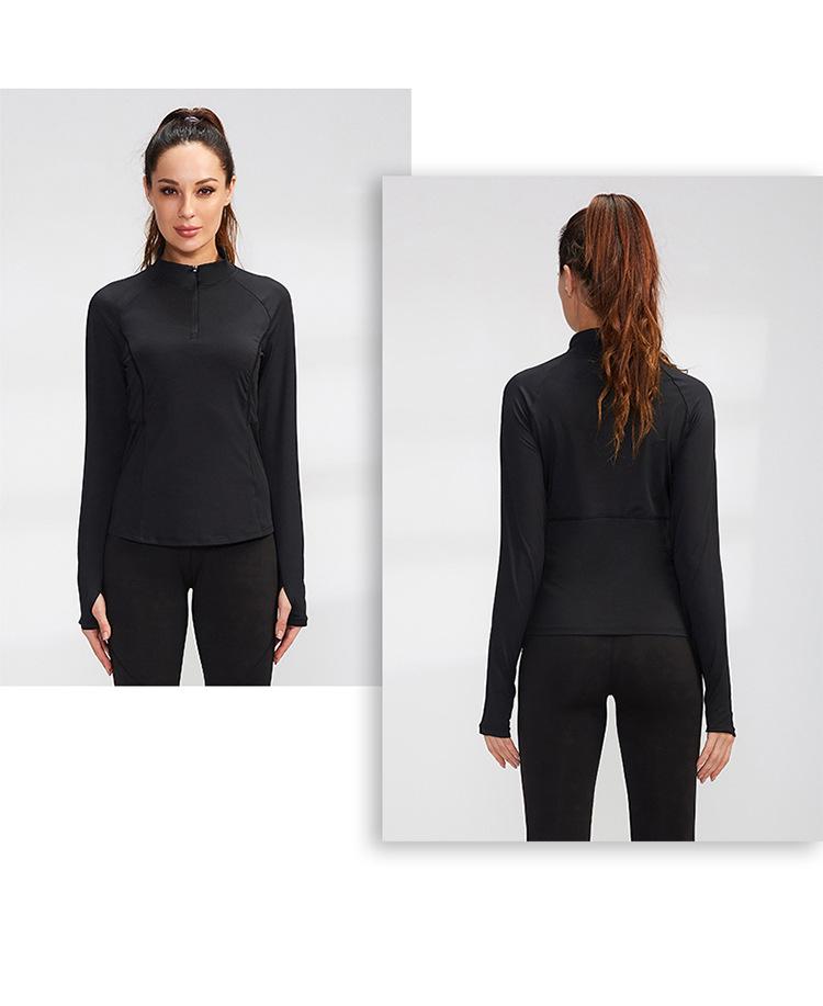 Women's Long-Sleeve Quick-Dry Sports Tights & Stand Collar Sweater for Autumn/Winter Fitness & Yoga