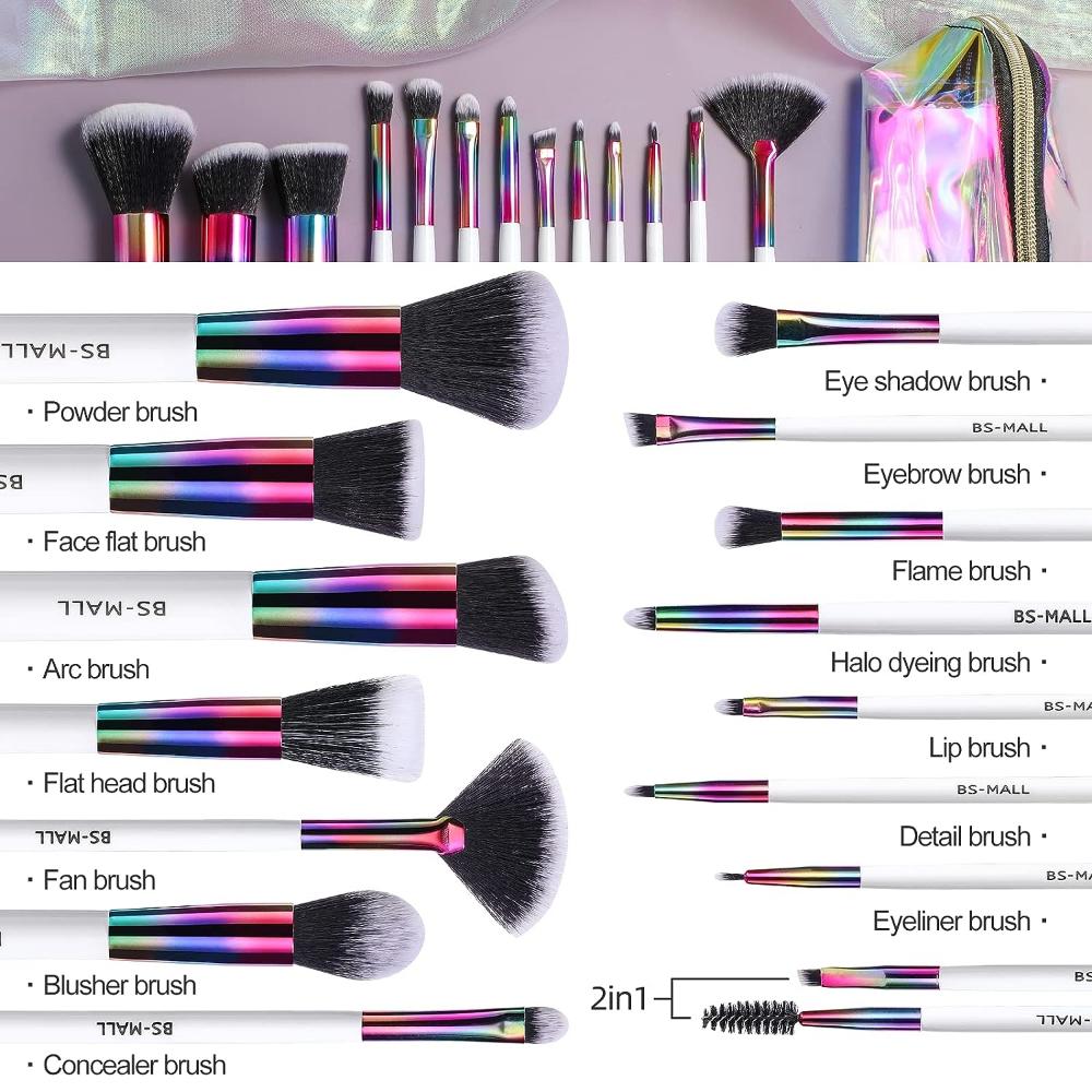 Makeup Brushes 15pcs Makeup Brushes Premium Synthetic Powder Foundation Blush Contour Concealers Lip Brushes with Cosmetic Bag