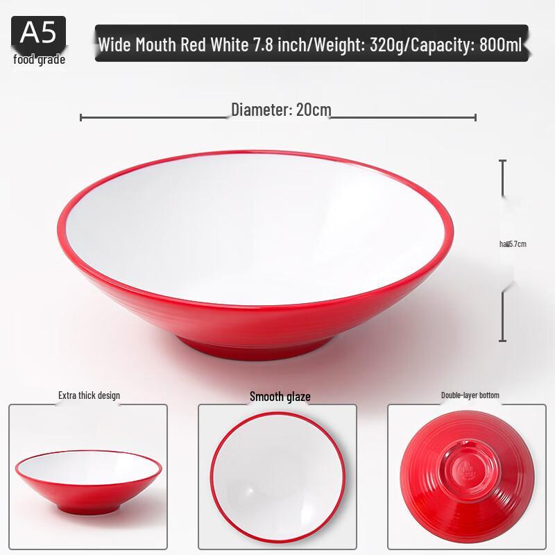 Jiu Bing Thickened Melamine Noodle Bowls (Set of 2) 7.8 inch