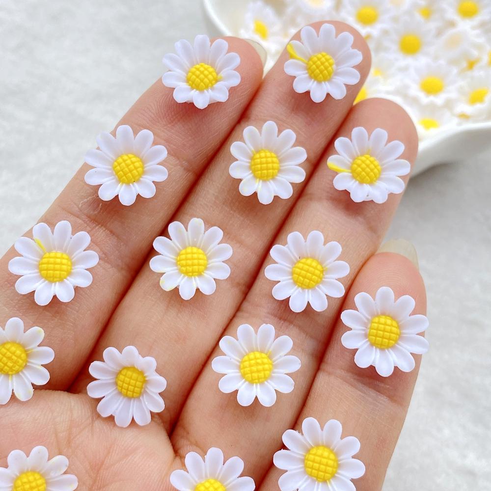 

50Pcs 12mm Resin 3D Colorful Mini Sunflower Flower Gems Flatback Figurines Scrapbook Wedding Applique Nail Art Decor Crafts