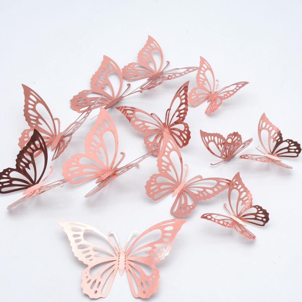 12PCS 3D Butterfly Wall Stickers Hollow Simulation Butterflies Wall Art Decor For Kids Room Wall Decal Home Decoration Stickers