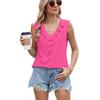 Chiffon Sleeveless V-neck Top with Pleated Ruffle Hem Loose Fitting Women's Blouses & Shirts