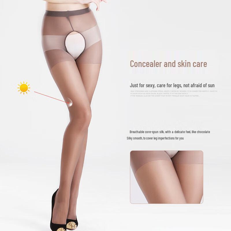 Langsha Women's Ultra-Thin Open Crotch Snag-Resistant Pantyhose