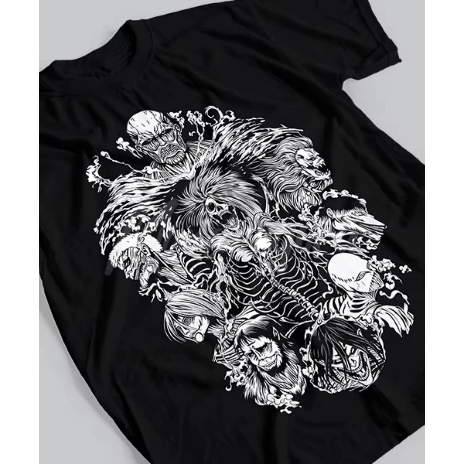

2026 New Fashion T-shirt for Anime Shingeki No Kyojin Titanes Parent-child T-Shirt Anime Unisex Short-Sleeve Pure Cotton Trendy XXXXXL чорний