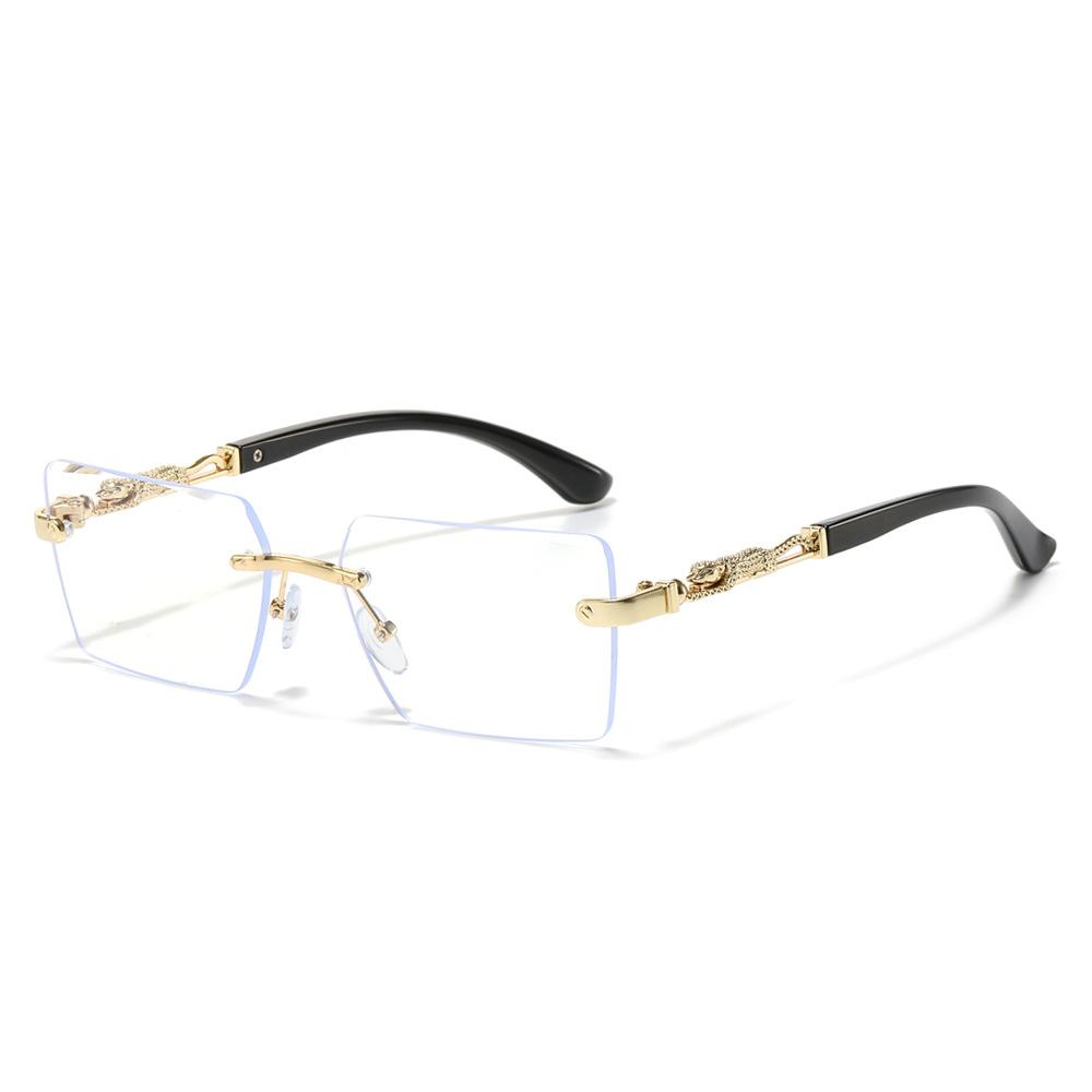 New square fashion sunglasses European and American personality borderless leopard decoration personality trimmed PC sunglasses