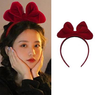 Serre-tête nœud en velours rouge 2024 - Accessoires pour le Nouvel An et Noël pour femmes de tous âges