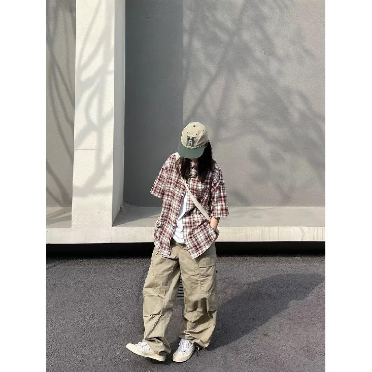 Retro Plaid Shirt Men'S Short Sleeved Trendy Casual Versatile Shirt Hong Kong Style Spring And Autumn Hooligan Handsome Inch Jacket