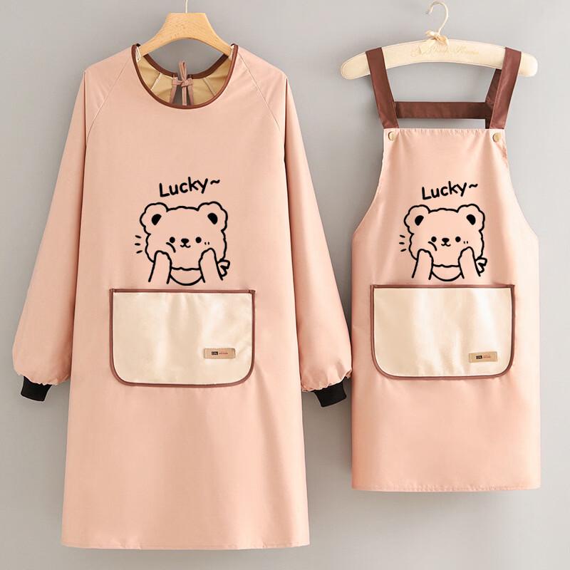 Waterproof Long-Sleeved Kitchen Apron with Hand-Wiping Pocket