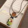 Handmade Boho Leather Cord Necklace Adjustable Vintage Button Tassel Pendant Ethnic Neck Jewelry for Women Party