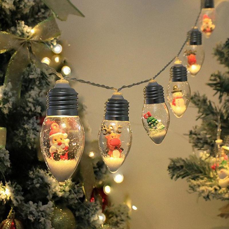 LED Christmas Light String Holiday Decoration Light Vintage Snowman Atmosphere Light Room Garden Pendant Light Wishing Bottle