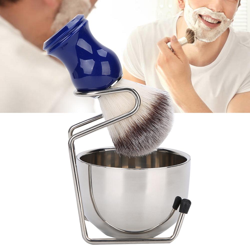 3pcs  Set Beard Shaving Brush Beard Brush Bowl Stand Set Stainless Steel Beard Shaving Kit