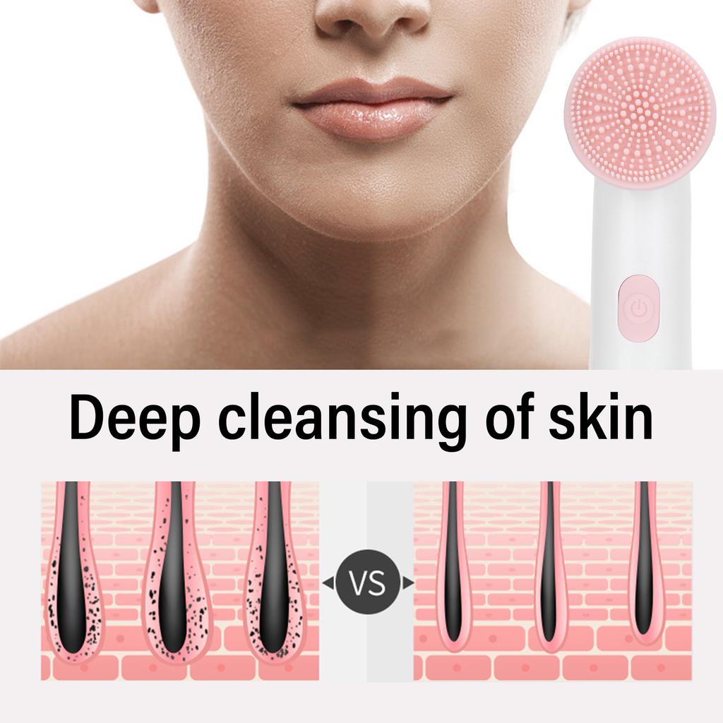 2‑In‑1 Electric Ultrasonic Silicone Face Cleansing Brush Pore Cleaner Face Cleansing Brush