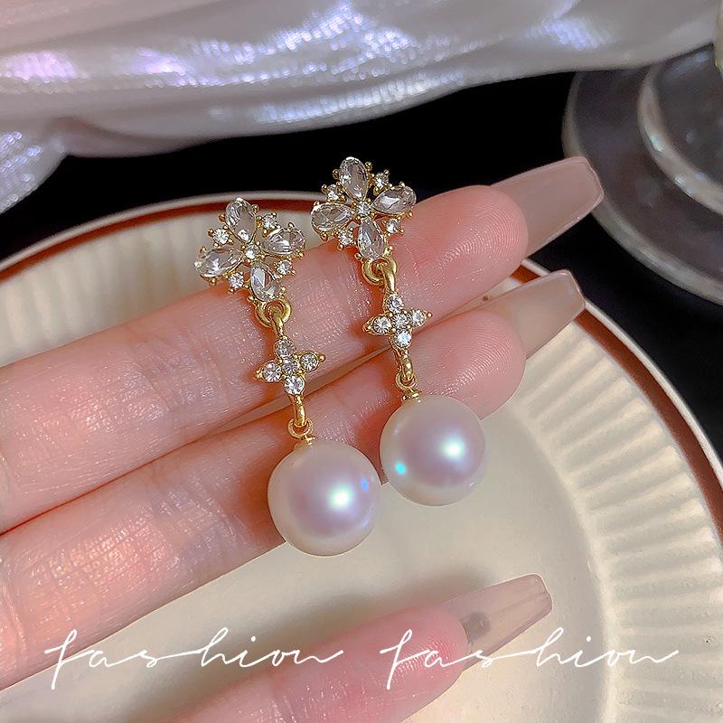 Korean-Style Diamond Tassel Bow Earrings - High-End Luxury Statement Jewelry