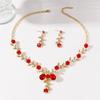 New Bride Rhinestone Droplet Necklace Earring Jewelry Set Women's Banquet Dress Matching Accessories