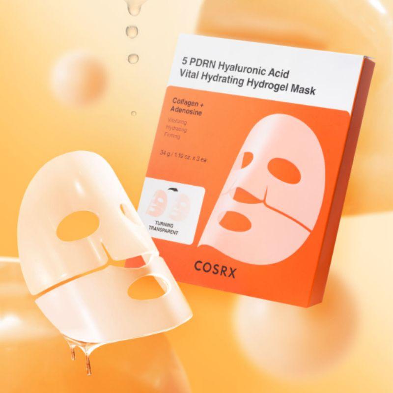 COSRX 5 PDRN Hyaluronic Acid Vital Hydrogel Mask 3pcs – Deep Hydration & Glow Korean Hydrogel Face Mask