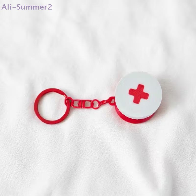 Mini Sliding Pill Box With Keychain Capsule Cross Symbols Portable Plastic Medicine Case Pill Holder Daily Use Emergencies