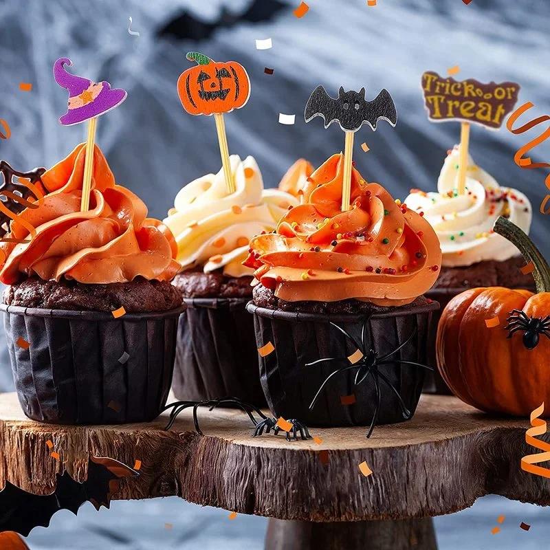 50Pcs Halloween Toothpicks Appetizers 4.7 Inch Bamboo Cocktail Picks for Cake Dessert Food Fruit Halloween Party Decorations 5