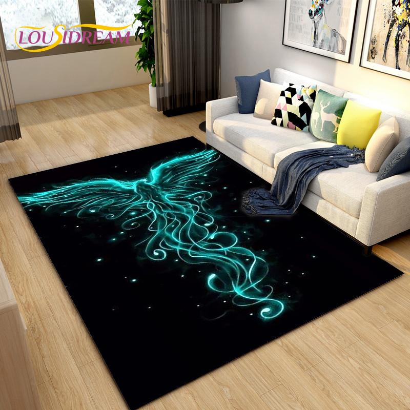 3D Phoenix Bird Area Rug Large,Carpet Rug for Living Room Bedroom Sofa Decoration,Kitchen Bathroom Non-slip Floor Mat  alfombra