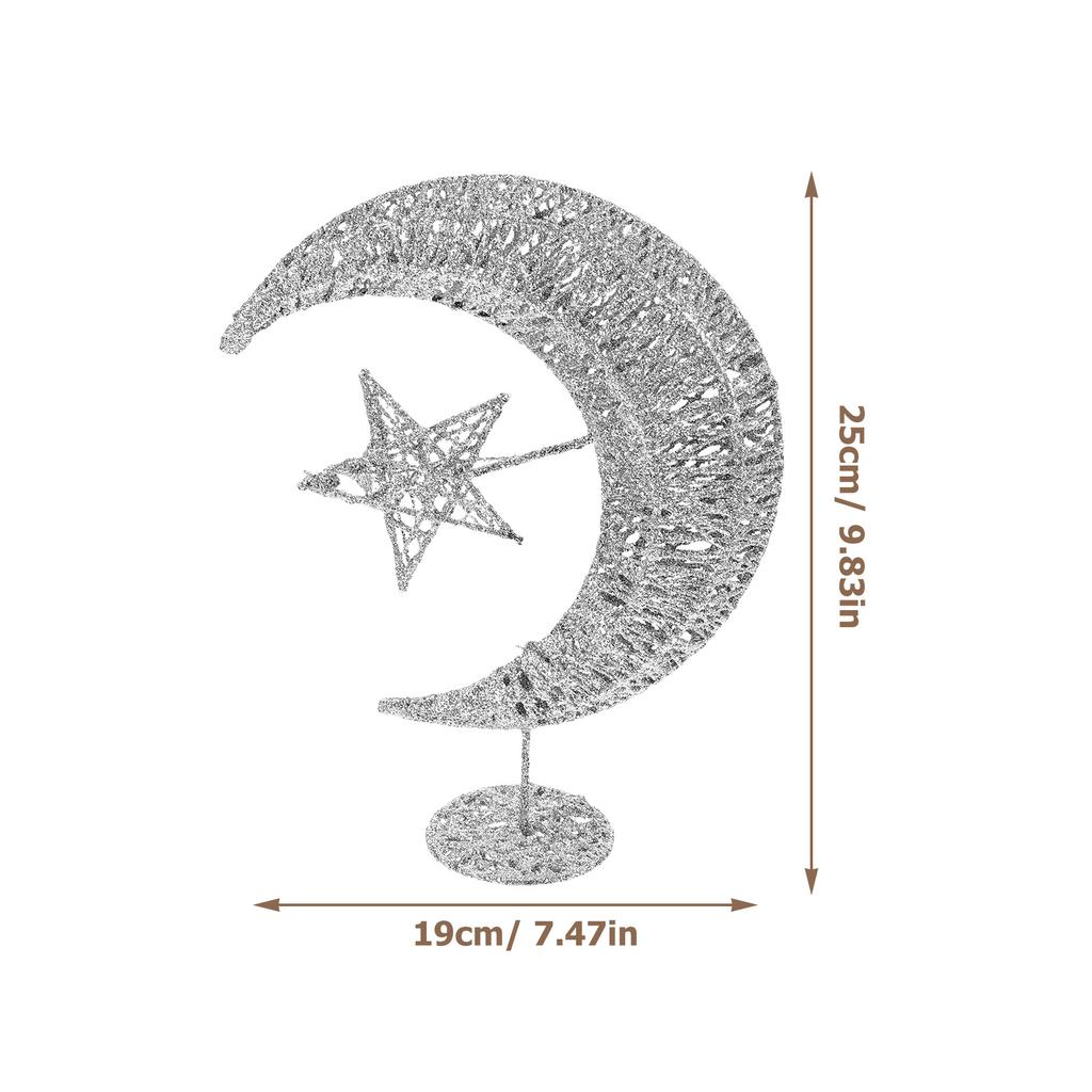 20Cm Silver Wrought Iron Tree Top Star Glittering Moon Design Christmas Decoration for Home Party Office Hotel Decor Festive