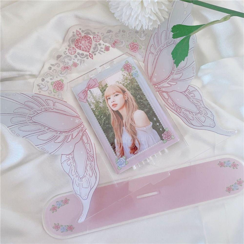

Butterfly Card Display Stand Spin Photo Protection New Card Sleeve Pink transparent