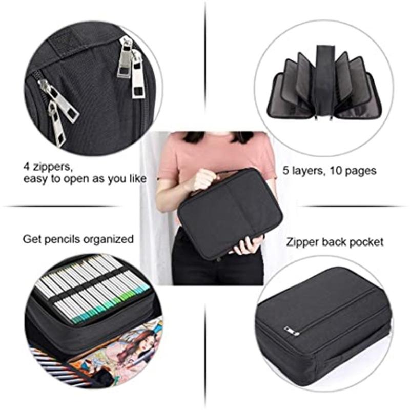 Trousse à crayons 300 emplacements Grande capacité Sac à stylos Sac de rangement pour crayons de couleur Organisateur de crayons Porte-crayons de couleur