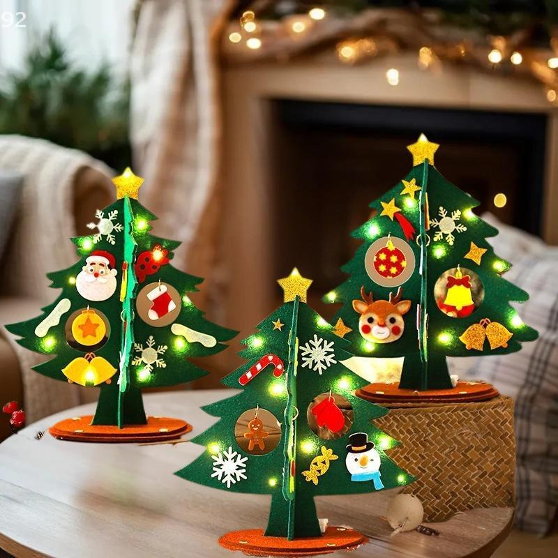 1SET Children DIY Felt Christmas Tree Toys Handmade Xmas Tree Crafts Material Desktop Decoration Navidad New Year Gifts for Kids