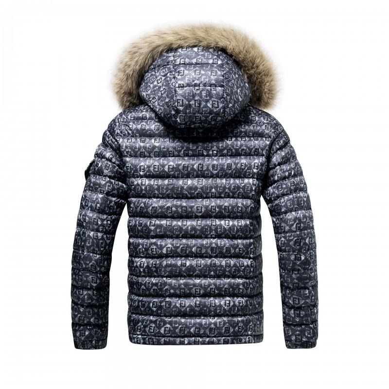 Mens Winter Detachable Hooded Printed Padded Coat Thick Warm Cotton Jacket Young Adults
